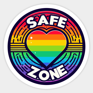 LGBTQ Safe zone Sign Rainbow heart Sticker